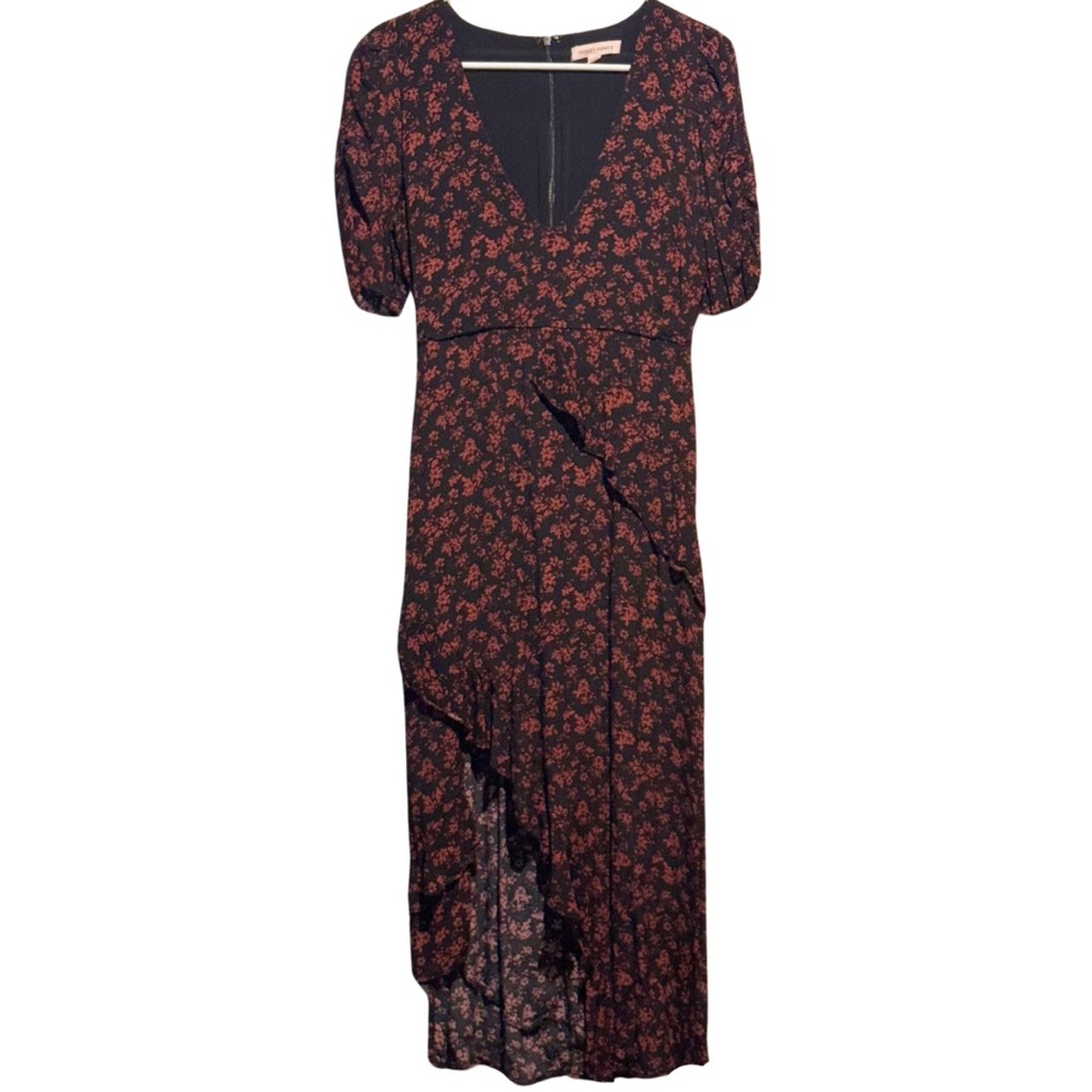 Prairie Serenade Black Floral Print Midi Dress!